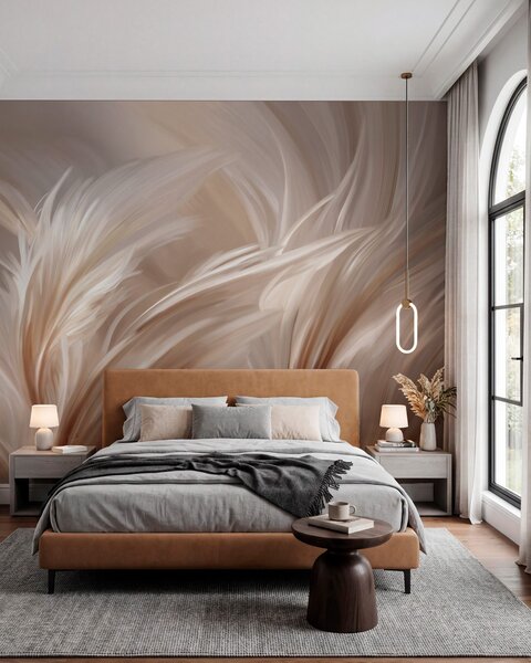 Fototapety Elegantní peří v odstínech béžové a hnědé, Fototapety abstraktní, w05658 : uwalls.cz