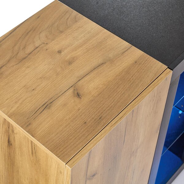 Komoda, moderní servírovací nábytek, 3 zásuvky + skleněné prvky, šířka 140 cm