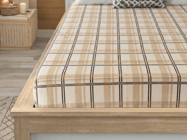 Prostěradlo mikroplyš PLAID 90x200 cm krémové