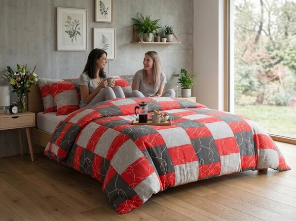 Bavlněné povlečení SQUARES BLEND červené Rozměr povlečení: 70 x 90 cm | 140 x 200 cm