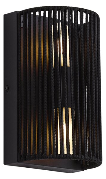 Japandi nástěnná lampa černá s lanem IP44 - Jayla