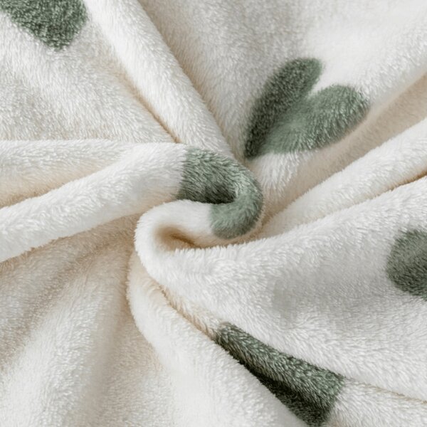 Mikroplyšová deka HEARTINO, krémová Rozměr: 150 x 200 cm