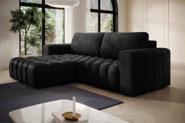 Designová rozkládací sedací souprava ZURI - tmavě šedá, levý roh