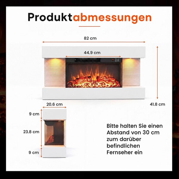 COSTWAY Elektrický krb, 32 palců, třístranný, dekorativní krb s topným výkonem 750W/1500W, nástěnný krb s LED osvětlením, 3D efekt plamenů, 12 barev plamenů a časovač
