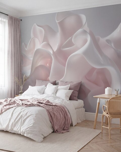 Fototapety Vzdušné hedvábné vlny v jemných odstínech růžové, Fototapety abstraktní, w09858 : uwalls.cz