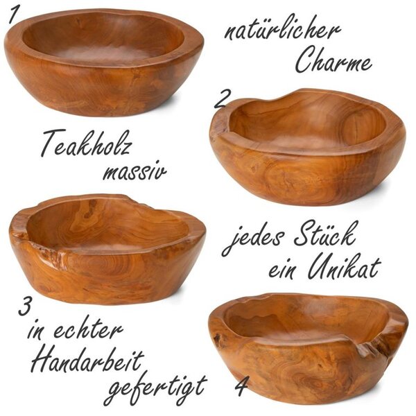 Dřevěné umyvadlo DIVERO, masivní teak, Ø 39-40 cm