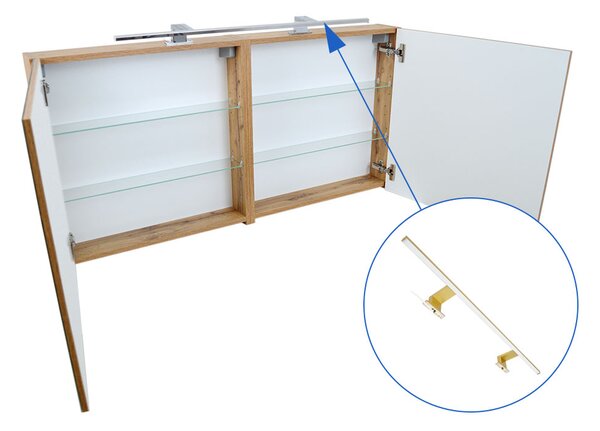 Comodo Zrcadlová skříňka Ideal OW 120 ZS LED-G s osvětlením Any LED 80 G, zlatá