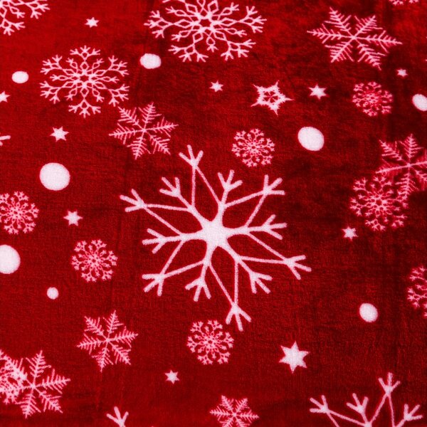 Červená vánoční mikroplyšová deka SNOWFALL Rozměr: 150 x 200 cm