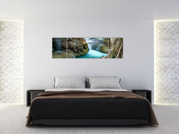 Obraz - Řeka s vodopády (170x50 cm)