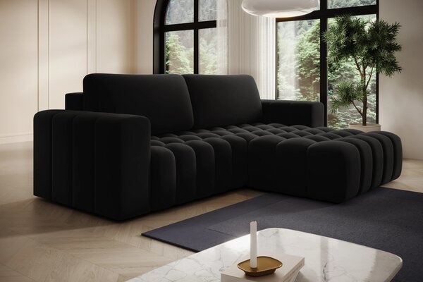 Designová rozkládací sedací souprava ZURI - černá, pravý roh