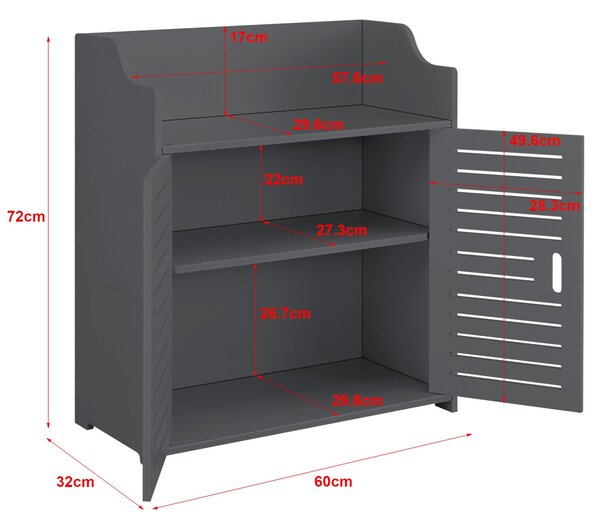 Koupelnová skříňka Burchhard – úložná skříňka – HKC – 72 x 60 x 32 cm – tmavě šedá – se 2 policemi