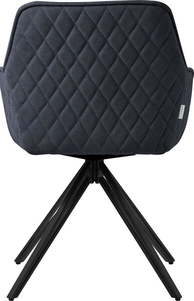 Otočná jídelní židle ML-Design, antracitová, z tkané látky s kovovými nohami