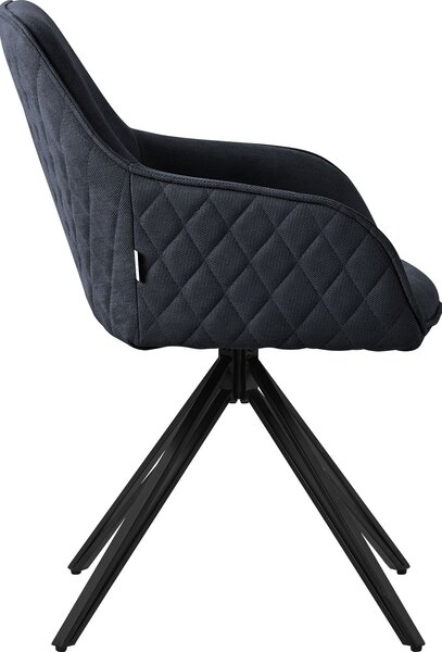 Otočná jídelní židle ML-Design, antracitová, z tkané látky s kovovými nohami