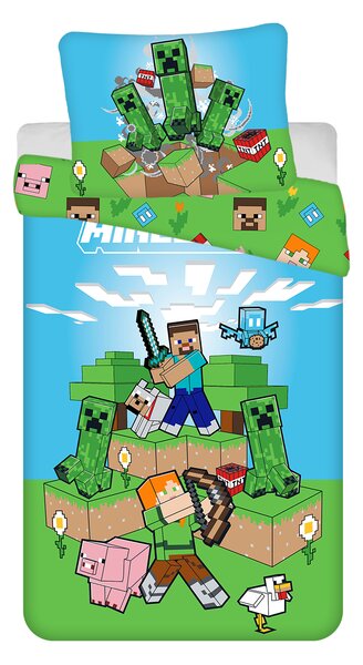 Jerry Fabrics Bavlněné povlečení 140x200 + 70x90 cm - Minecraft "Outdoor Mobs"