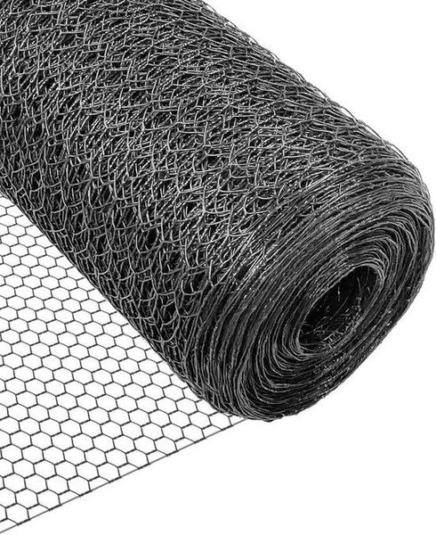 Plot drátěný, hexagonální – velikost očka 13 mm – výška 100 cm – délka 50 m – s PVC povlakem – šedá barva