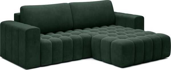 Designová rozkládací sedací souprava ZURI - tmavě zelená, pravý roh