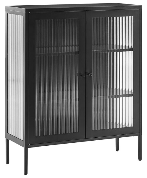 Prosklená komoda LERRYN Kov 90 cm Černá