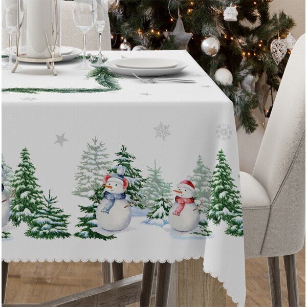 Vánoční ubrus na stůl Vánoční stromek MIG934 Bílá 140x180 cm