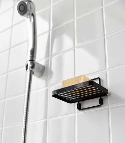 Azomor Minimalistická černá mýdlenka s přísavkou pro efektivní uspořádání koupelny
