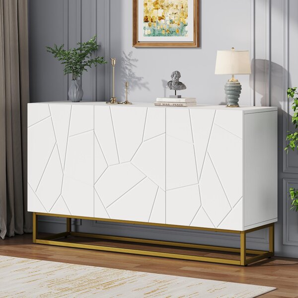 Lesklá komoda, 4 přihrádky, šířka 130 cm