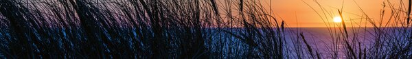 DIMEX | Fototapeta do kuchyně Západ slunce nad oceánem KI-420-203 | 420 x 60 cm | modrá, černá, oranžová