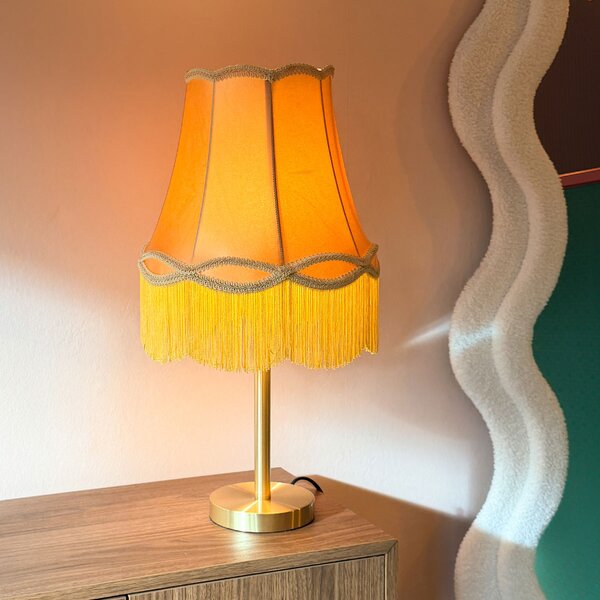 Klasická stolní lampa mosaz s abajurem Granny zlatá 30 cm - Simplo