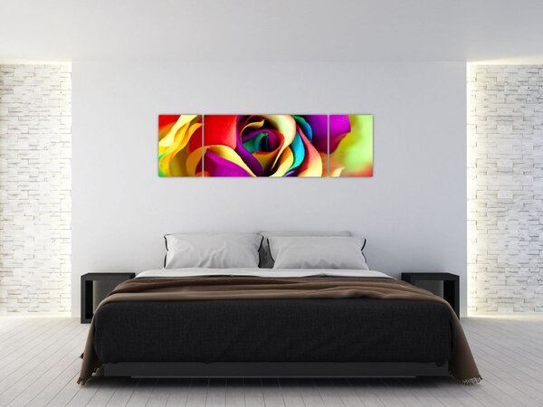 Obraz - Barevná růže (170x50 cm)