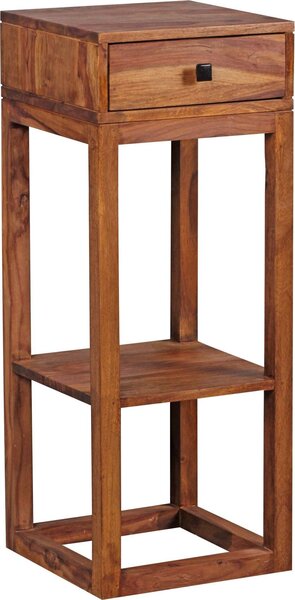 Odkládací stolek Rootz – Sheesham – telefonní stolek z masivního dřeva se zásuvkou – 35 x 35 x 90 cm