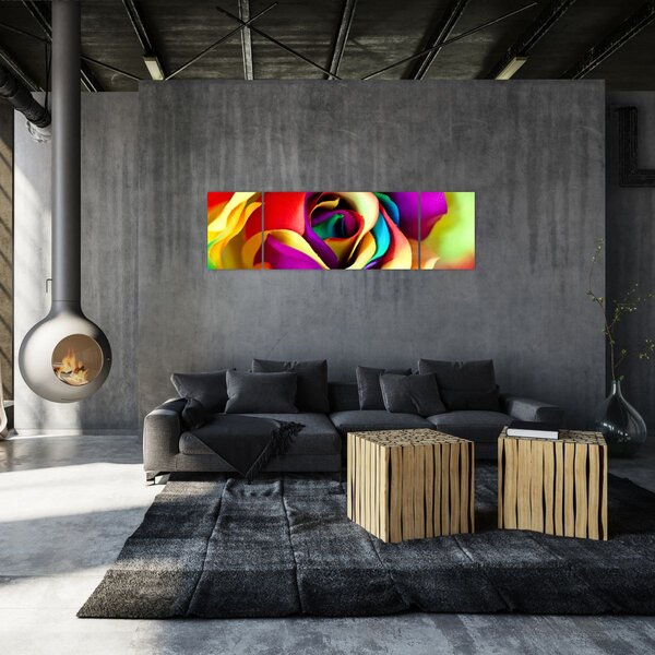 Obraz - Barevná růže (170x50 cm)