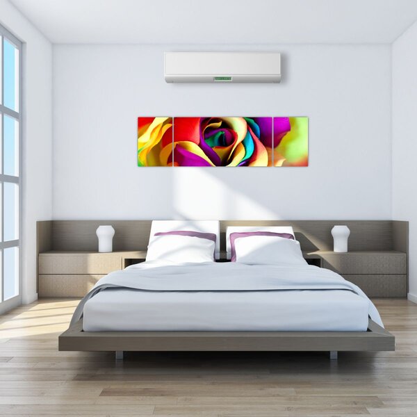 Obraz - Barevná růže (170x50 cm)