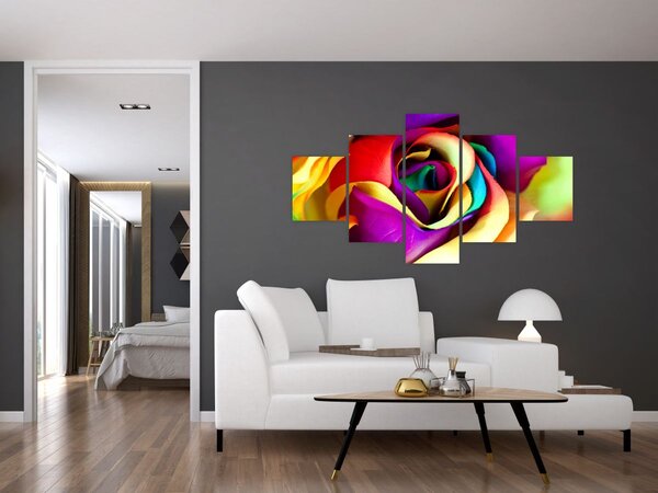 Obraz - Barevná růže (125x70 cm)