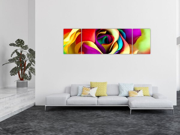 Obraz - Barevná růže (170x50 cm)