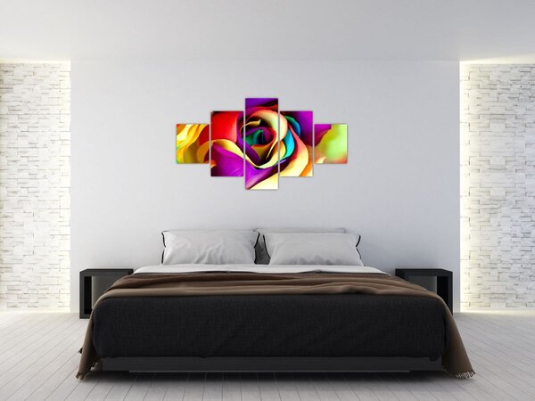 Obraz - Barevná růže (125x70 cm)