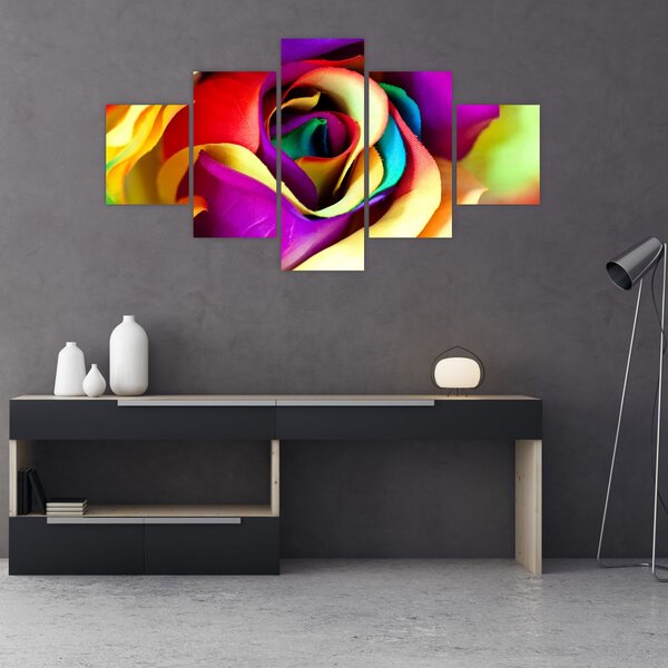 Obraz - Barevná růže (125x70 cm)