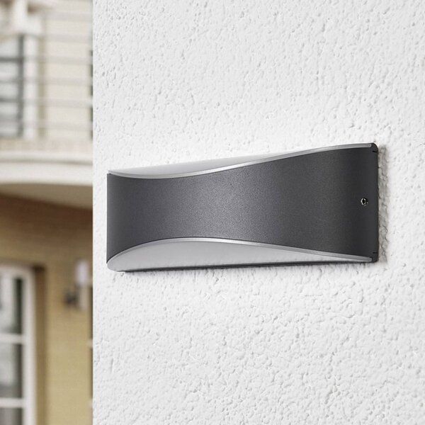 Lucande Venkovní nástěnné svítidlo LED Akira, antracit, kov, 23 cm, Černá, Hliník, Moderní
