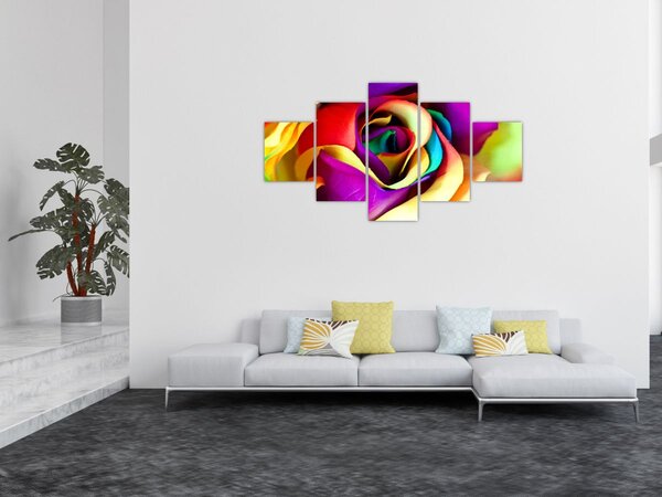 Obraz - Barevná růže (125x70 cm)