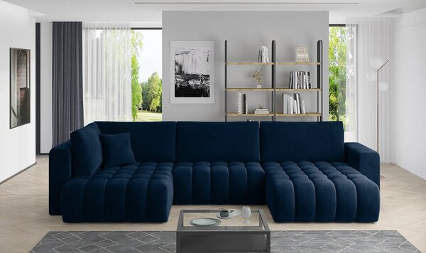 Velká sedací souprava do U LIOR - modrá, pravé provedení