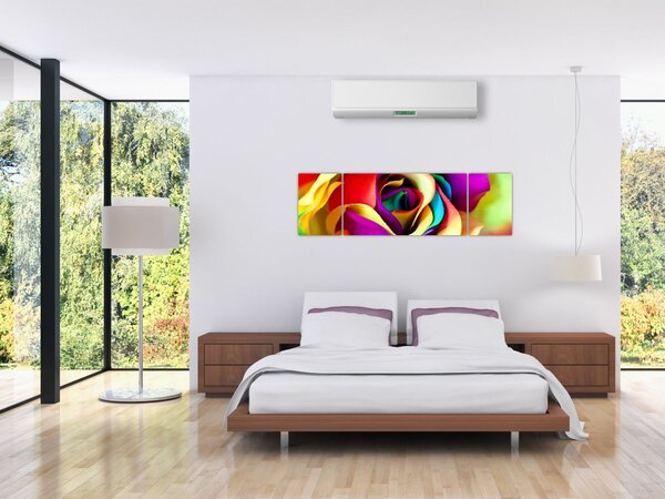 Obraz - Barevná růže (170x50 cm)