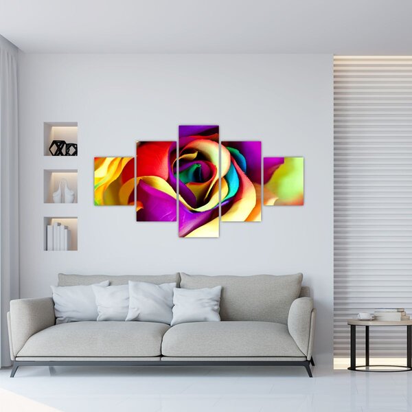 Obraz - Barevná růže (125x70 cm)