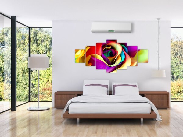 Obraz - Barevná růže (210x100 cm)