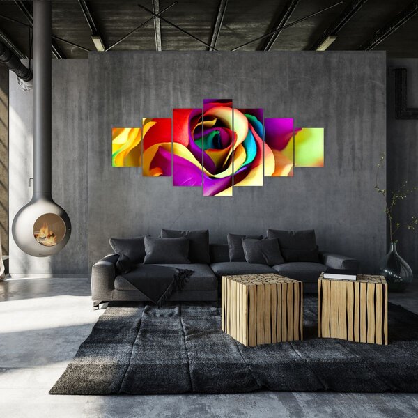 Obraz - Barevná růže (210x100 cm)