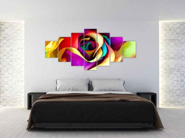 Obraz - Barevná růže (210x100 cm)