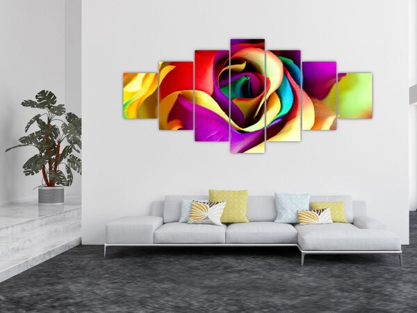 Obraz - Barevná růže (210x100 cm)