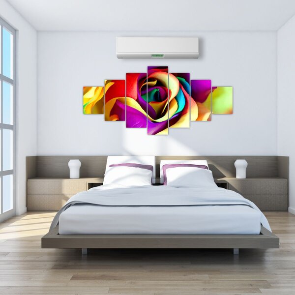 Obraz - Barevná růže (210x100 cm)