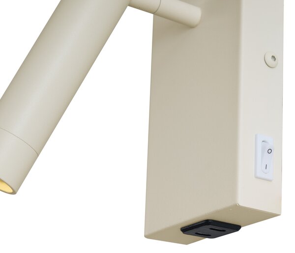 Moderní nástěnná lampa béžová nastavitelná s USB-C - Croft