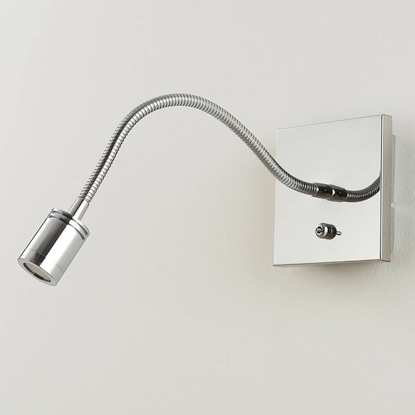 Lindby Chromované nástěnné čtecí osvětlení Berfin, LED, Chrom / stříbro, Ložnice, kov, Moderní