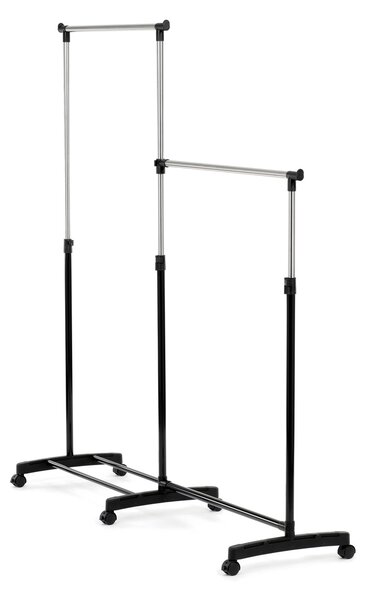Dvojitý stojan na šaty Autronic GD-174 BK – kovová konstrukce s kolečky, černý design, vysoká nosnost