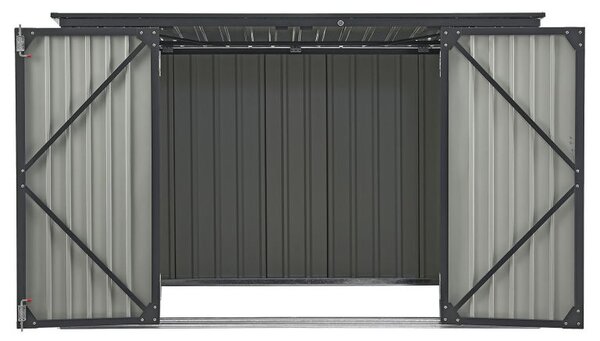 Kovový přístřešek, 3 popelnice, výklopné víko, 200×105×128cm