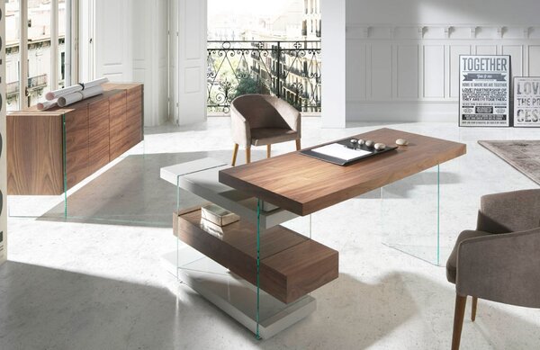 Ořechový pracovní stůl Angel Cerdá No. 3003, 140 x 127 cm