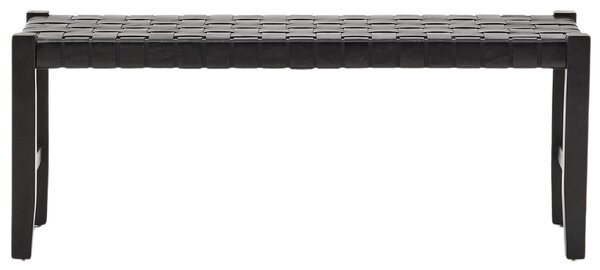 Kave Home Černá kožená lavice Calixta 120 cm